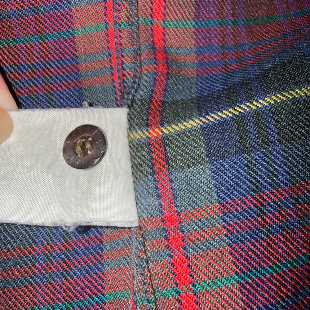 P.A.T men's burgundy and blue plaid collared button down shirt - Picture 7 of 9